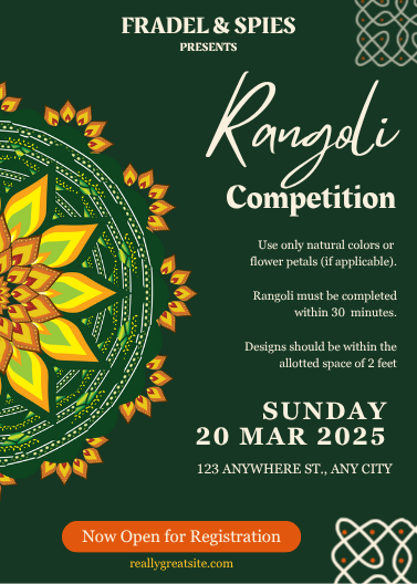 Green Organic Rangoli Competition Invitation Template
