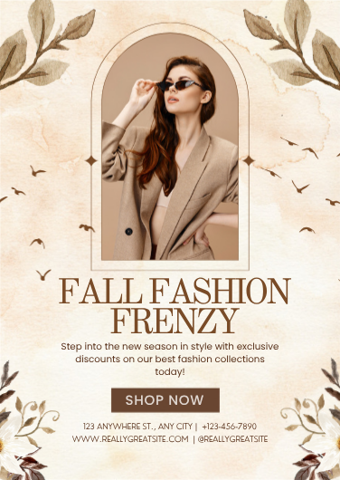 Beige Watercolor Fall Fashion Invitation Template