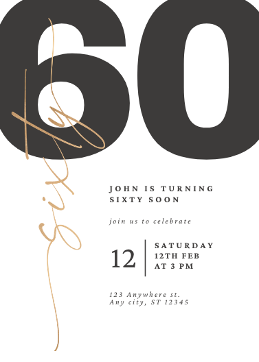 Elegant Neutral Gold 60th Birthday Invitation Template