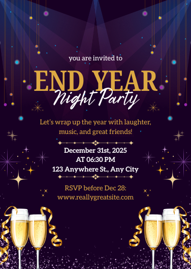 Elegant End Year Night Party Invitation Template