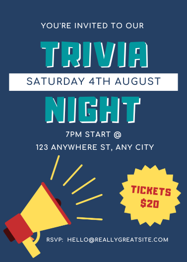 Customizable Trivia Night Invitation Template
