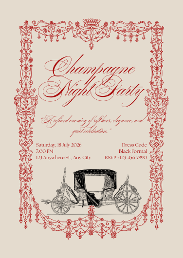 Beige & Red Vintage Elegant Party Invitation Template