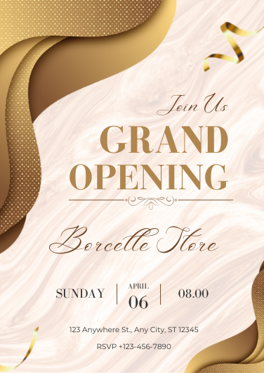 Brown Gold Modern Grand Opening Invitation Template