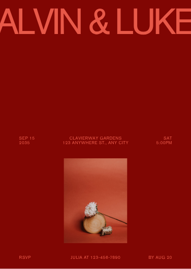 Elegant Dark Red Minimalist Wedding Invitation Template