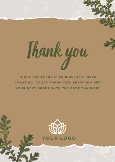 Brown and Green Minimalist Business Thank You Card