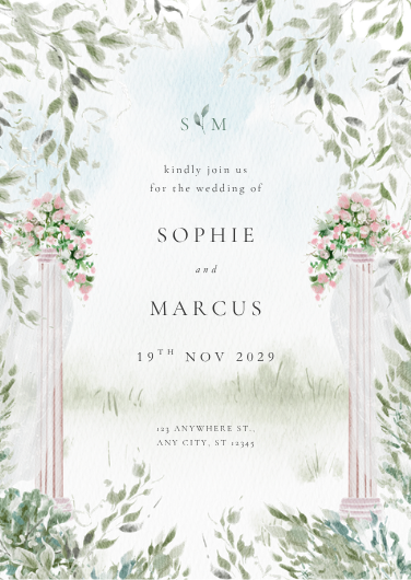 Elegant Watercolor Floral Wedding Invitation Template