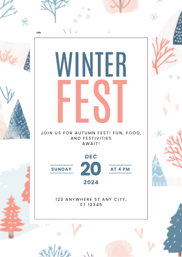 White and Blue Stylized Winter Fest Invitation