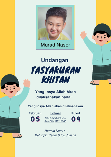 Yellow Tasyakuran Khitan Celebration Invitation