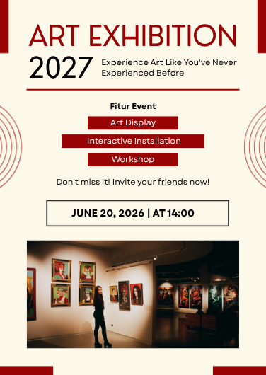 Modern Red and Beige Art Exhibition Invitation