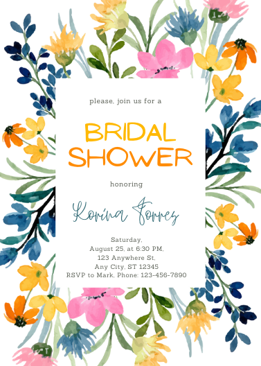 Colorful Floral Bridal Shower Invitation