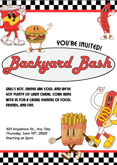 Red Retro BBQ Party Invitation Template