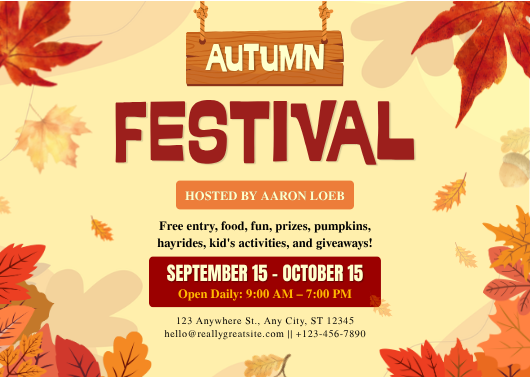 Red, Orange, and Beige Retro Autumn Festival Invitation