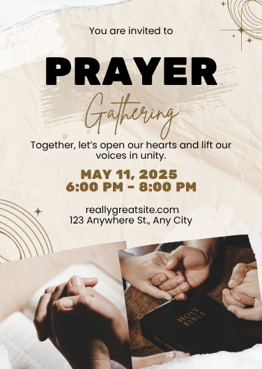Beige and Brown Organic Prayer Gathering Invitation Template