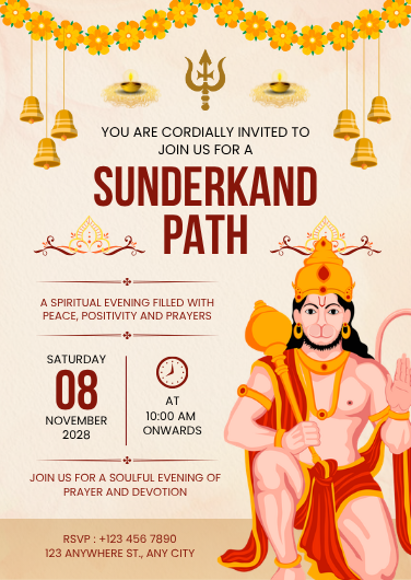 Orange and Yellow Traditional Sunderkand Path Invitation