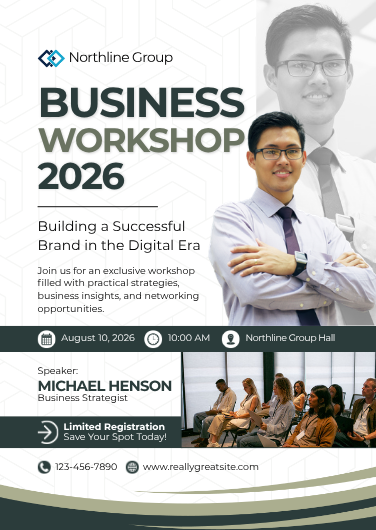 Blue Gray Modern Business Workshop Invitation Template