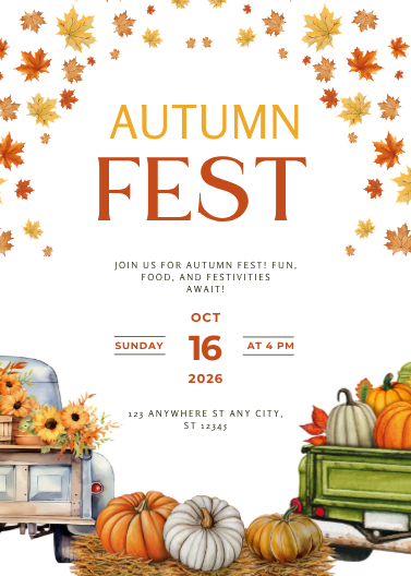Watercolor Autumn Fall Invitation Template