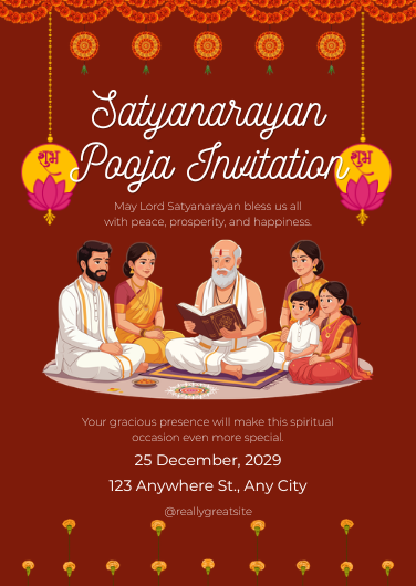 Traditional Satyanarayan Pooja Invitation Design