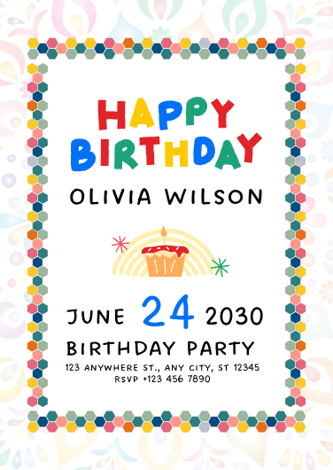 Yellow, Blue, and Red Playful Birthday Invitation