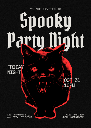 Red and Black Gothic Halloween Party Invitation
