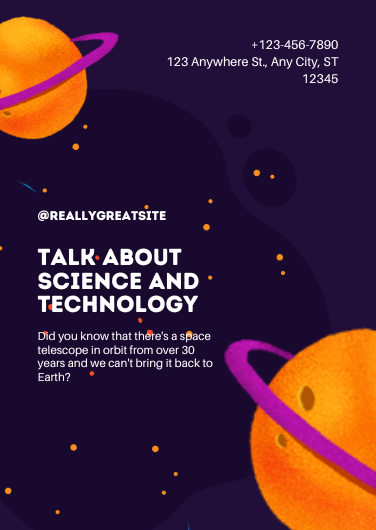 Space Themed Science and Technology Talk Invitation Template