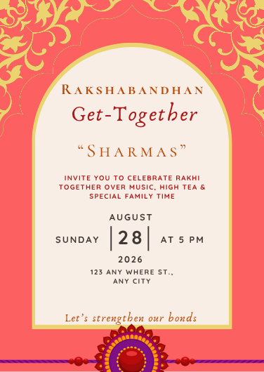 Traditional Red and Gold Rakshabandhan Invitation