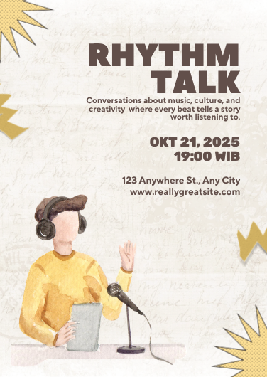 Yellow & Tan Watercolor Podcast Event Invitation Template