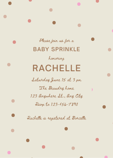 Cream and Pink Dotted Baby Sprinkle Invitation Template