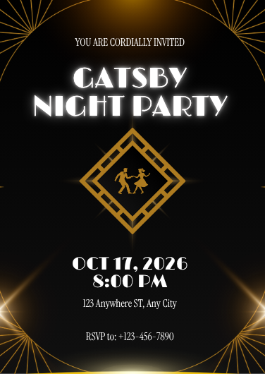 Retro Art Deco Gatsby Night Party Invitation