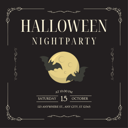 Black and Yellow Simple Halloween Party Invitation