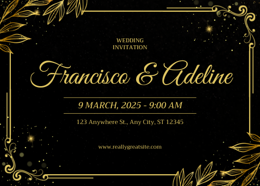 Elegant Black and Gold Modern Wedding Invitation Design