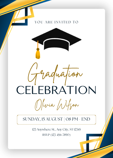 Blue and Yellow Simple Graduation Invitation Template