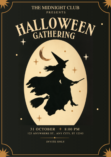 Vintage Witch Silhouette Halloween Party Invitation