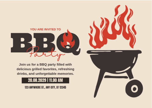 Bold Red and Black BBQ Party Invitation Template