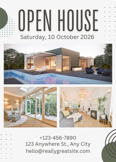 Modern Green and Grey Real Estate Open House Invitation