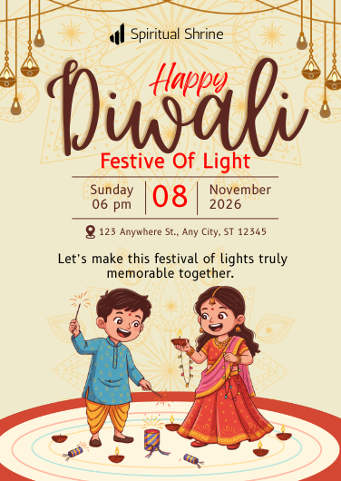 Festive Gold and Maroon Illustrated Diwali Invitation