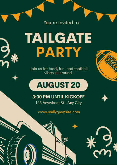 Green and Yellow Retro Tailgate Party Invitation