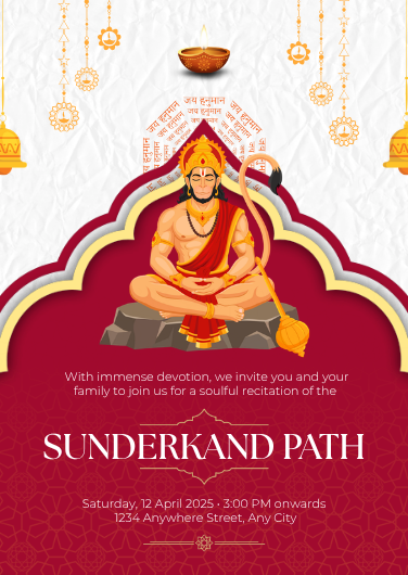 Traditional Red and White Sunderkand Path Invitation