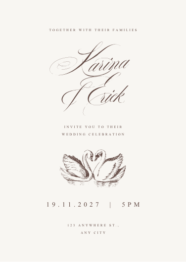 Elegant Illustrated Swans Wedding Invitation Template