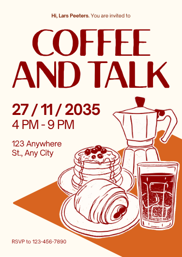 Simple Illustrative Coffee Gathering Invitation Template