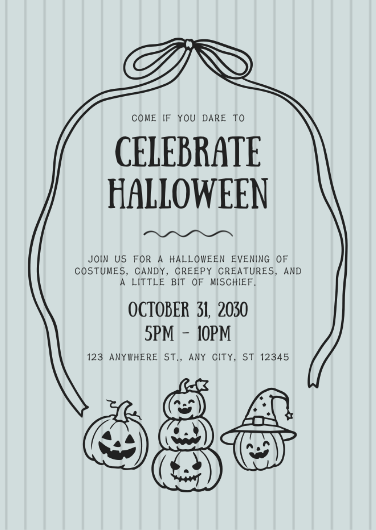 Black and White Minimalist Halloween Party Invitation
