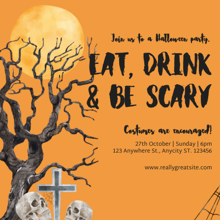 Orange and Black Spooky Halloween Party Invitation