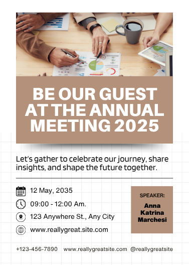 Brown & White Minimalist Annual Meeting Invitation