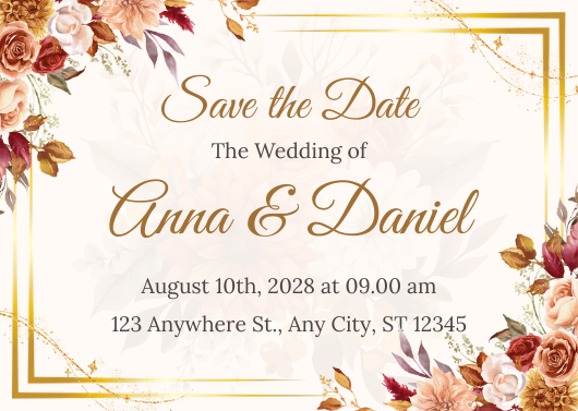 Red and Pink Flower Wedding Save the Date Template