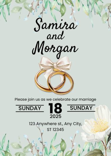 Gold, Green, and Neutral Watercolor Wedding Invitation