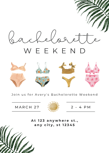 Editable Beach Bachelorette Weekend Invitation Design