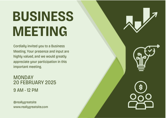 Simple Green Geometric Business Meeting Invitation