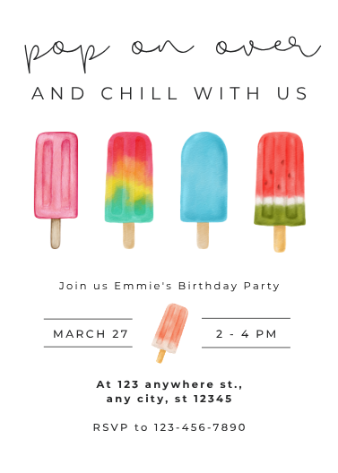Summer Popsicle Birthday Party Invitation Template