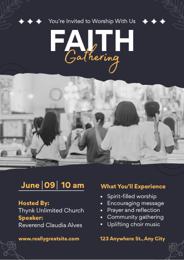 Black and White Modern Faith Gathering Invitation