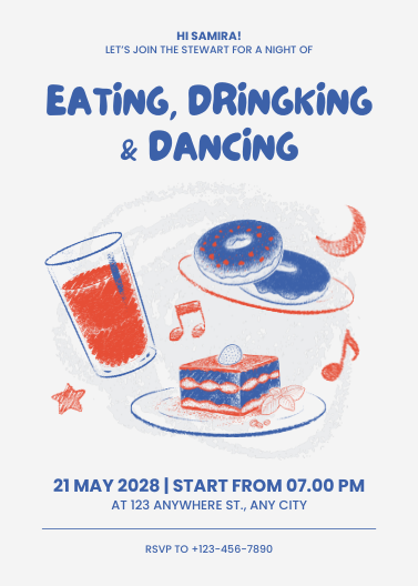 Blue & Orange Illustrative Gathering Party Invitation