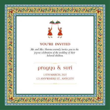 Green Traditional Indian Wedding Invitation Template